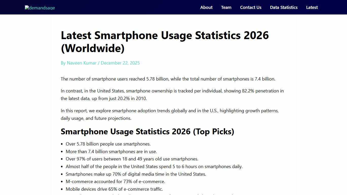 Latest Smartphone Usage Statistics 2026 (Worldwide)